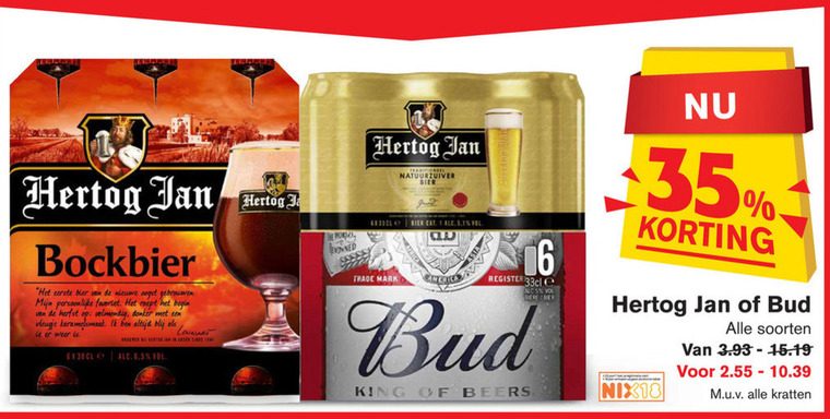 Hertog Jan   blikje bier, bokbier folder aanbieding bij  Hoogvliet - details