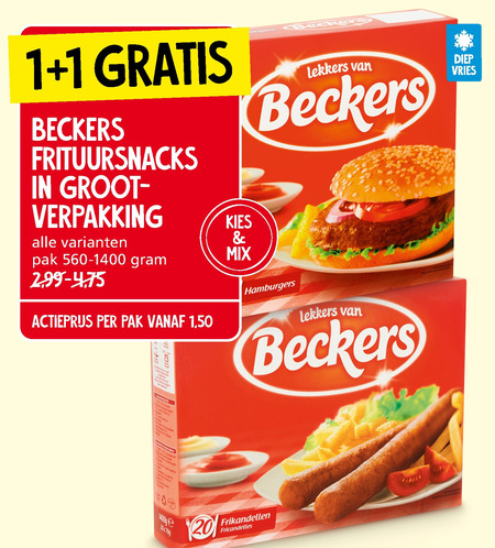 Beckers   frikandellen, hamburger folder aanbieding bij  Jan Linders - details