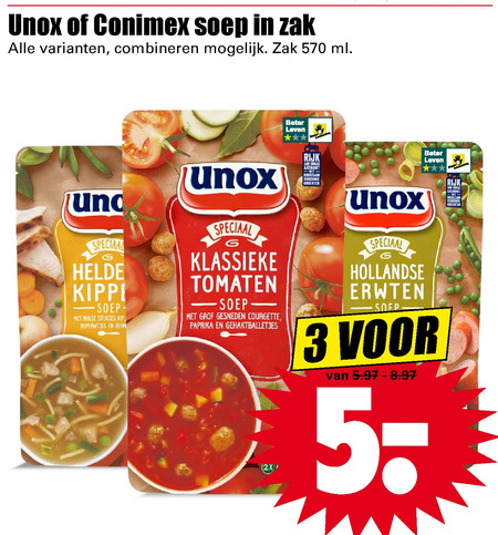 Unox   soep folder aanbieding bij  Dirk - details