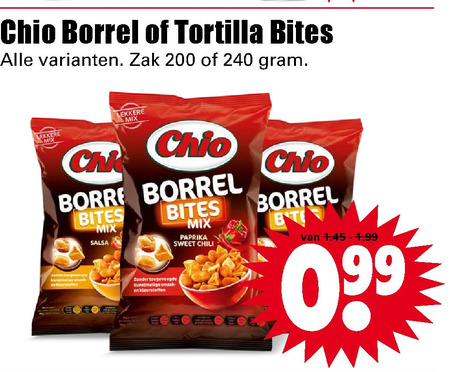 Chio   zoutje, borrelnootjes folder aanbieding bij  Dirk - details