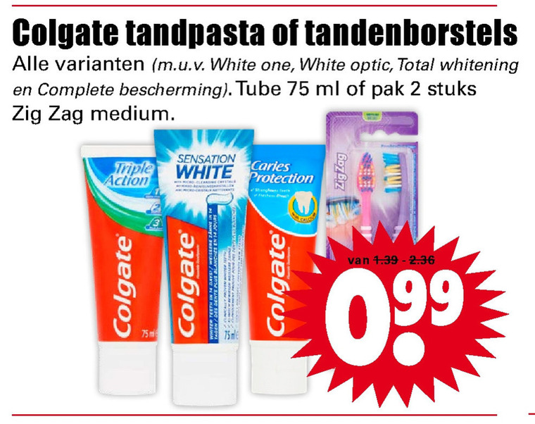 Colgate   tandpasta, tandenborstel folder aanbieding bij  Dirk - details