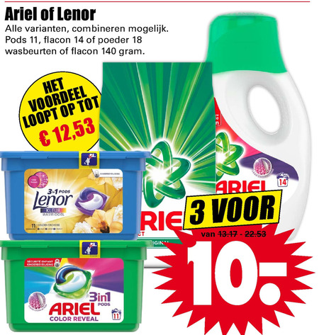 Ariel   wasverzachter, wasmiddel folder aanbieding bij  Dirk - details