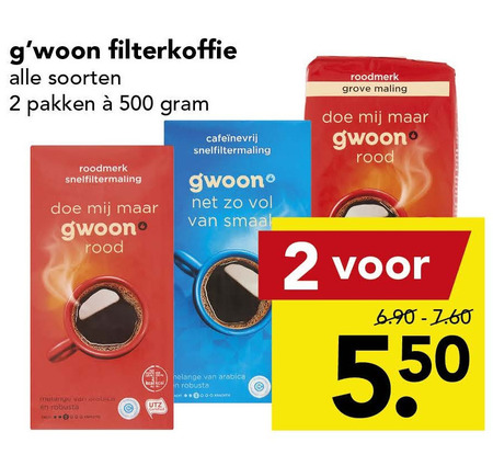 Gwoon   koffie folder aanbieding bij  Deen - details