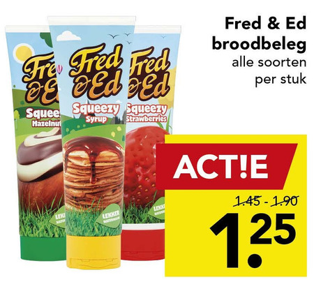 Fred en Ed   jam, chocoladepasta folder aanbieding bij  Deen - details