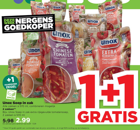 Unox   soep folder aanbieding bij  Plus - details