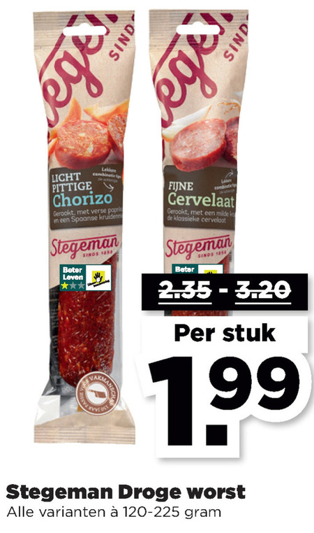 Stegeman   salami, cervelaatworst folder aanbieding bij  Plus - details