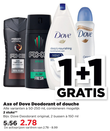 Axe   deodorant, douchegel folder aanbieding bij  Plus - details