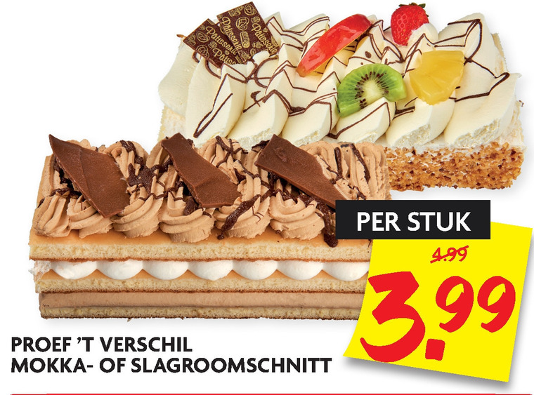 Proef t Verschil   mokkaschnitt, slagroomschnitte folder aanbieding bij  Dekamarkt - details