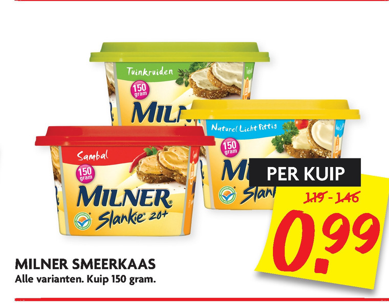 Milner   smeerkaas folder aanbieding bij  Dekamarkt - details