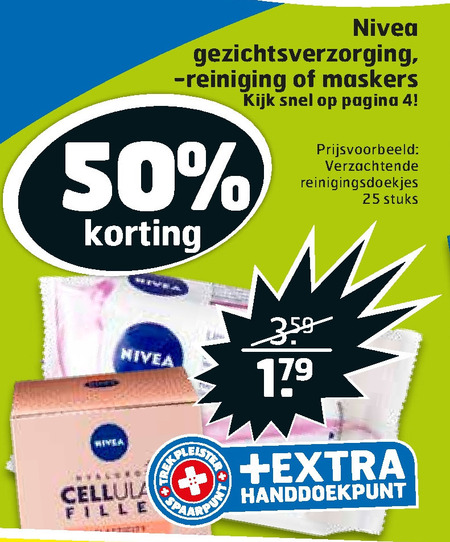 Nivea   dagcreme, reinigingsdoekje folder aanbieding bij  Trekpleister - details