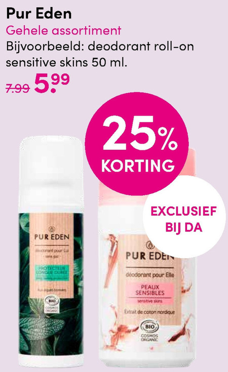 Pur Eden   deodorant folder aanbieding bij  DA - details