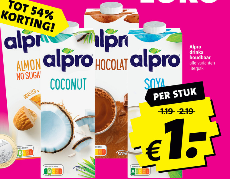 Alpro   soja melk folder aanbieding bij  Boni - details