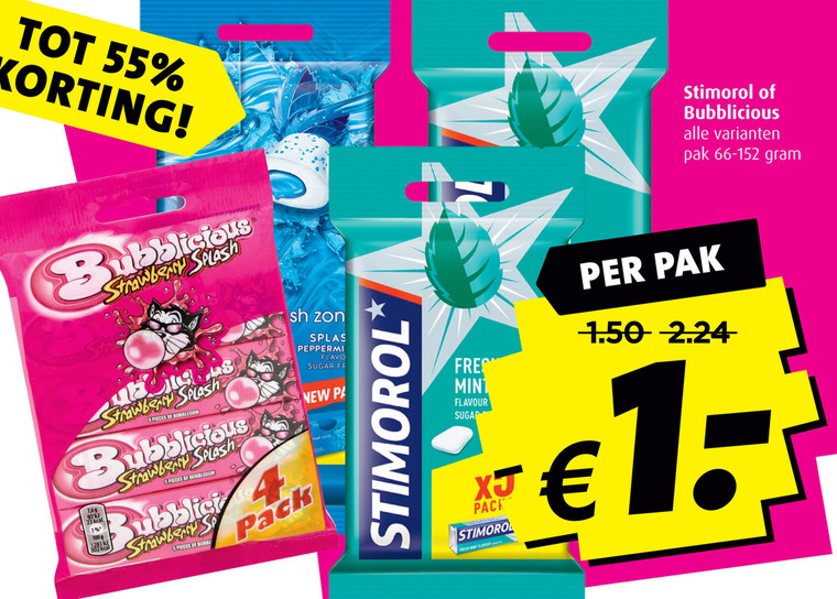 Bubblicious   kauwgom folder aanbieding bij  Boni - details