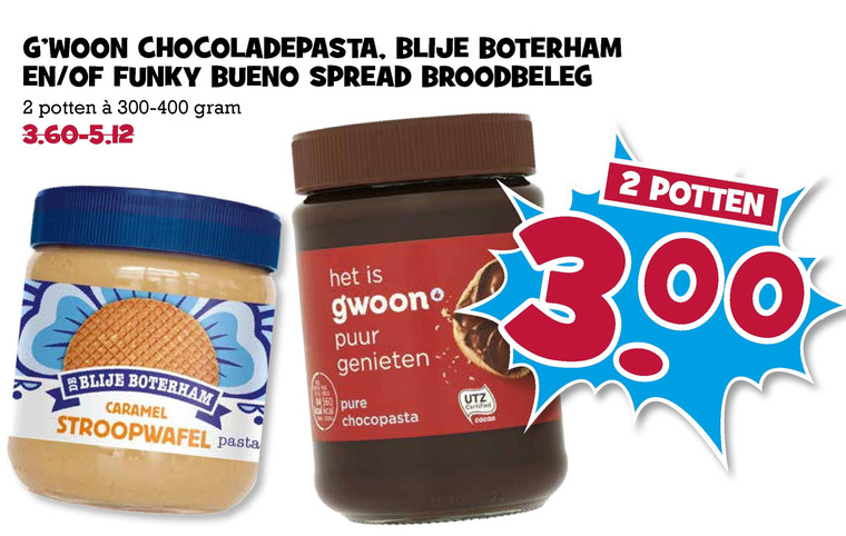 De Blije Boterham   chocoladepasta folder aanbieding bij  Boons Markt - details