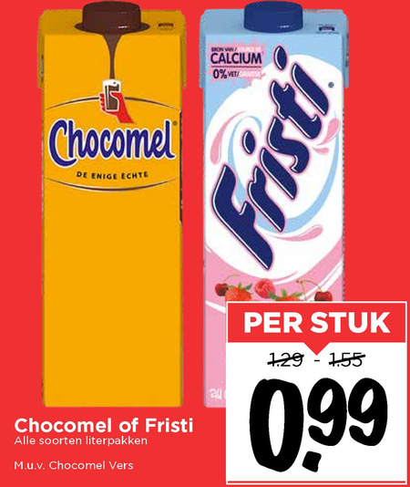 Fristi   drinkyoghurt, chocolademelk folder aanbieding bij  Vomar - details