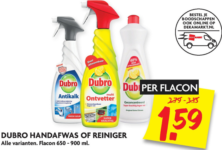 Dubro   afwasmiddel, kalkaanslagreiniger folder aanbieding bij  Dekamarkt - details