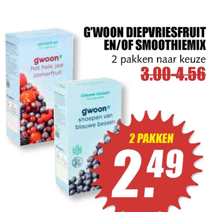 Gwoon   diepvriesfruit folder aanbieding bij  MCD Supermarkt Basis - details