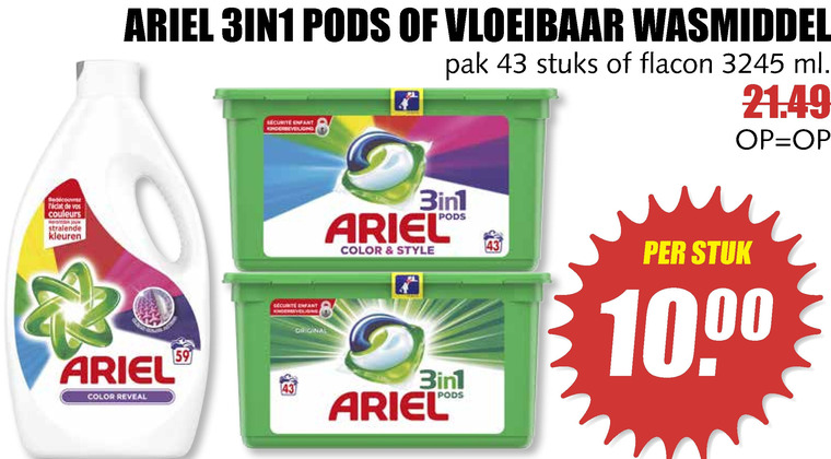 Ariel   wasmiddel folder aanbieding bij  MCD Supermarkt Basis - details