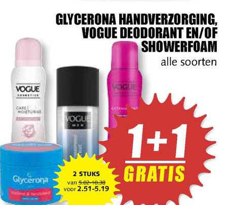 Vogue   douchegel, deodorant folder aanbieding bij  MCD Supermarkt Basis - details