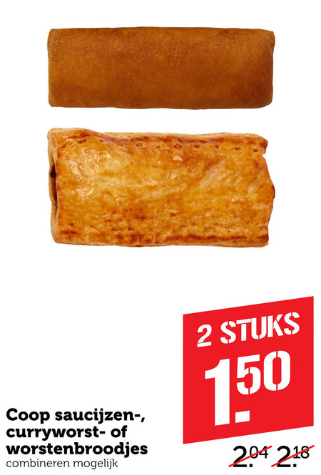 Coop Huismerk   worstenbroodjes, saucijzenbroodje folder aanbieding bij  Coop - details