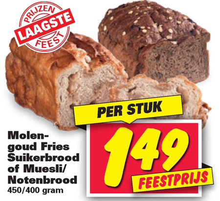 Molengoud   krentenbrood, suikerbrood folder aanbieding bij  Nettorama - details