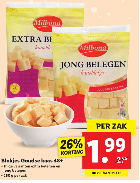 Milbona   kaasblokjes folder aanbieding bij  Lidl - details