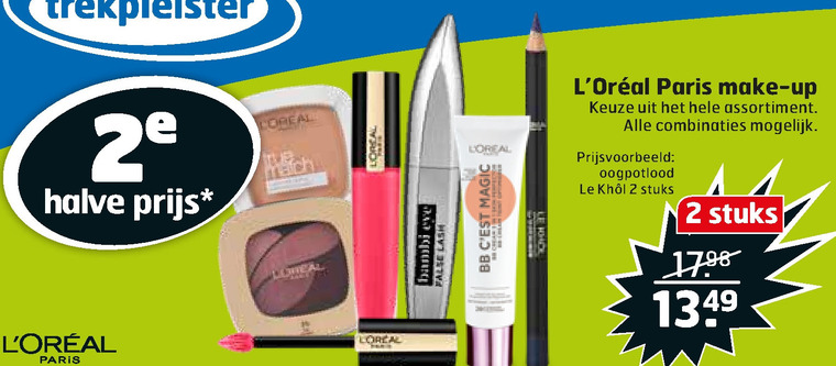 L Oreal   mascara, lipstick folder aanbieding bij  Trekpleister - details