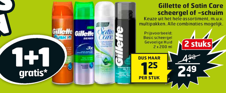 Gillette Satin Care   scheergel, scheerschuim folder aanbieding bij  Trekpleister - details