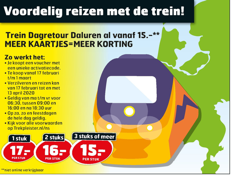 NS   treinkaartje folder aanbieding bij  Trekpleister - details