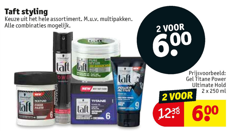 Taft   hairspray, haargel folder aanbieding bij  Kruidvat - details