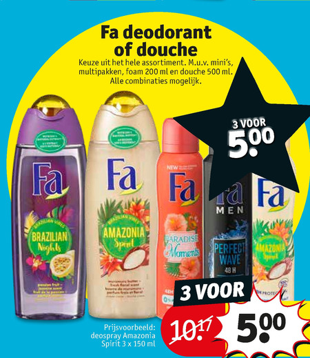 Fa   douchegel, deodorant folder aanbieding bij  Kruidvat - details