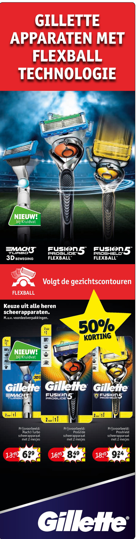 Gillette   heren handscheerapparaat folder aanbieding bij  Kruidvat - details