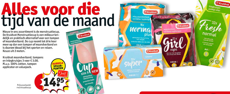 Kruidvat Huismerk   maandverband, tampons folder aanbieding bij  Kruidvat - details