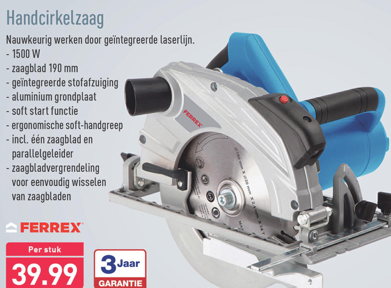 Ferrex   handcirkelzaag folder aanbieding bij  Aldi - details