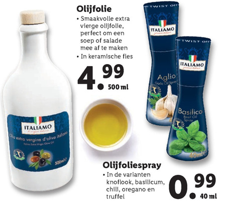 Italiamo   olijfolie folder aanbieding bij  Lidl - details