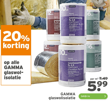 Gamma Huismerk   glaswol folder aanbieding bij  Gamma - details