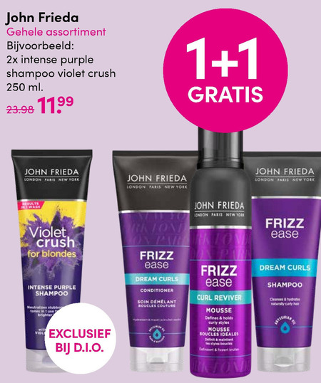 John Frieda   conditioner, shampoo folder aanbieding bij  D.I.O. Drogist - details