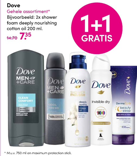 Dove   douchegel, deodorant folder aanbieding bij  D.I.O. Drogist - details