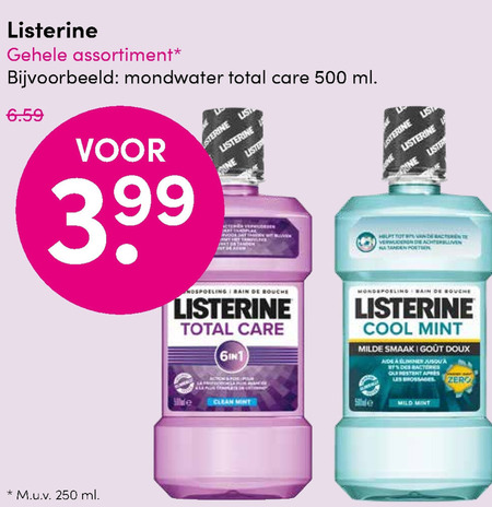 Listerine   mondwater folder aanbieding bij  D.I.O. Drogist - details