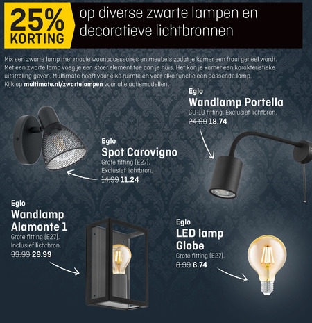 Eglo   wandspots, wandlamp folder aanbieding bij  Multimate - details