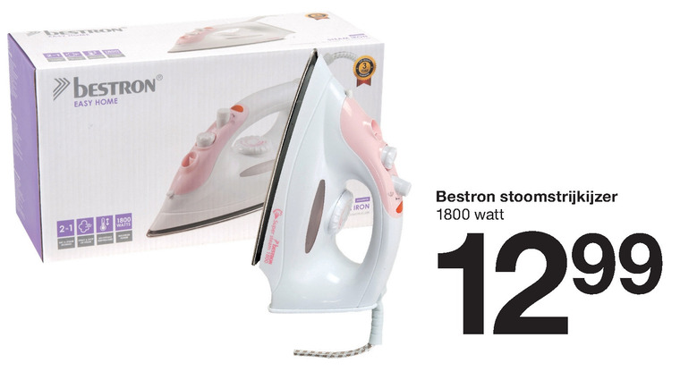 Bestron   stoomstrijkijzer folder aanbieding bij  Zeeman - details