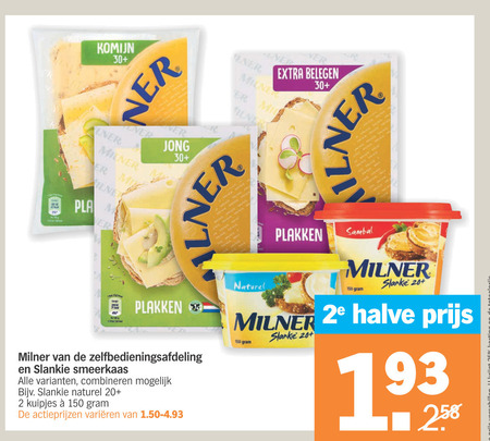 Milner   smeerkaas, kaasplakken folder aanbieding bij  Albert Heijn - details