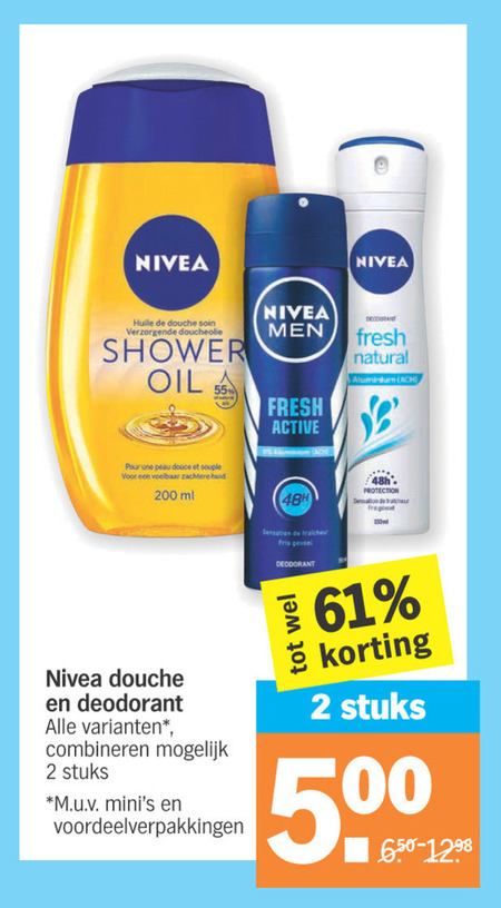 Nivea   douchegel, deodorant folder aanbieding bij  Albert Heijn - details