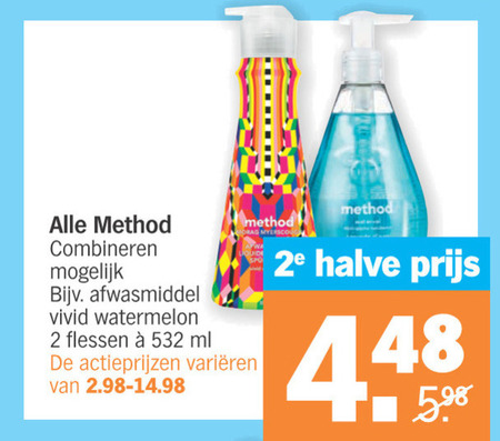 method   handzeep, afwasmiddel folder aanbieding bij  Albert Heijn - details