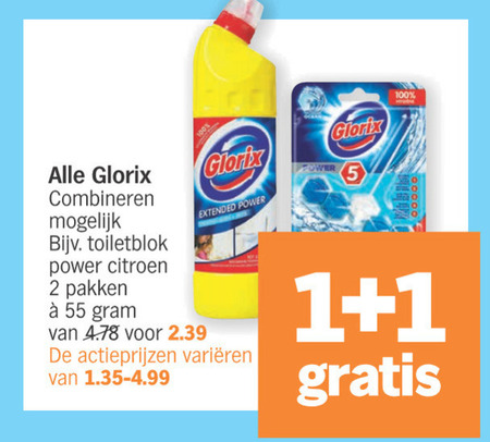 Glorix   toiletreiniger, bleekmiddel folder aanbieding bij  Albert Heijn - details