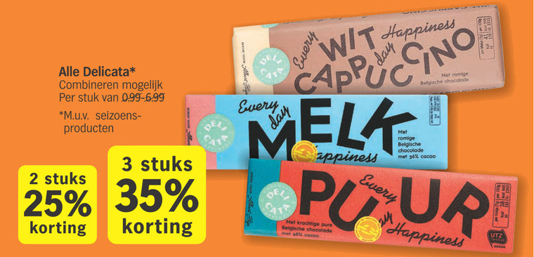 Delicata   chocolade folder aanbieding bij  Albert Heijn - details