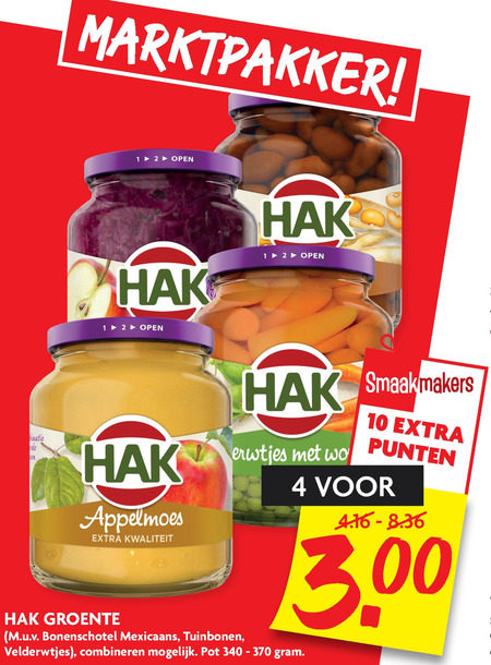 Hak   groenteconserven, appelmoes folder aanbieding bij  Dekamarkt - details