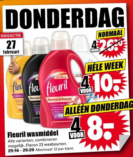 Fleuril   wasmiddel folder aanbieding bij  Dirk - details