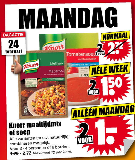 Knorr   soep, maaltijdmix folder aanbieding bij  Dirk - details