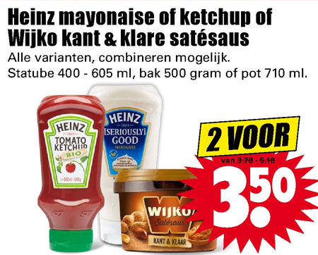 Heinz   tomatenketchup, satesaus folder aanbieding bij  Dirk - details